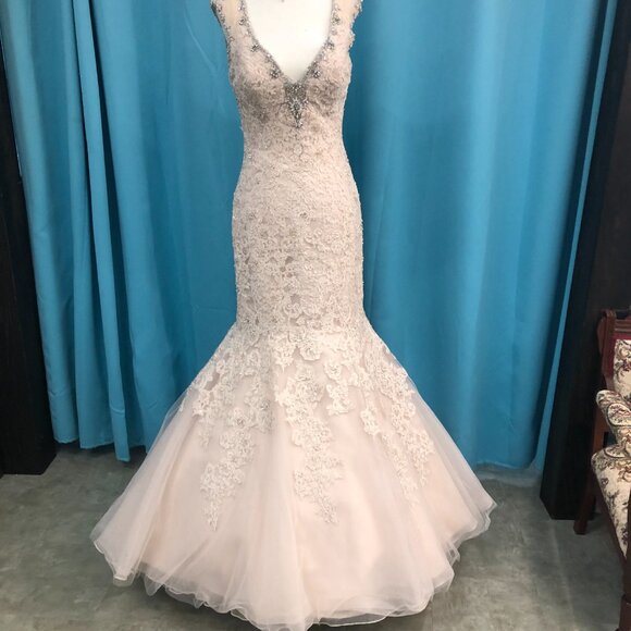NEW BACKLESS Sexy Wedding Dress, BLING Rosegold trumpet Mermaid Fit&Flare $4999 - Picture 5 of 10